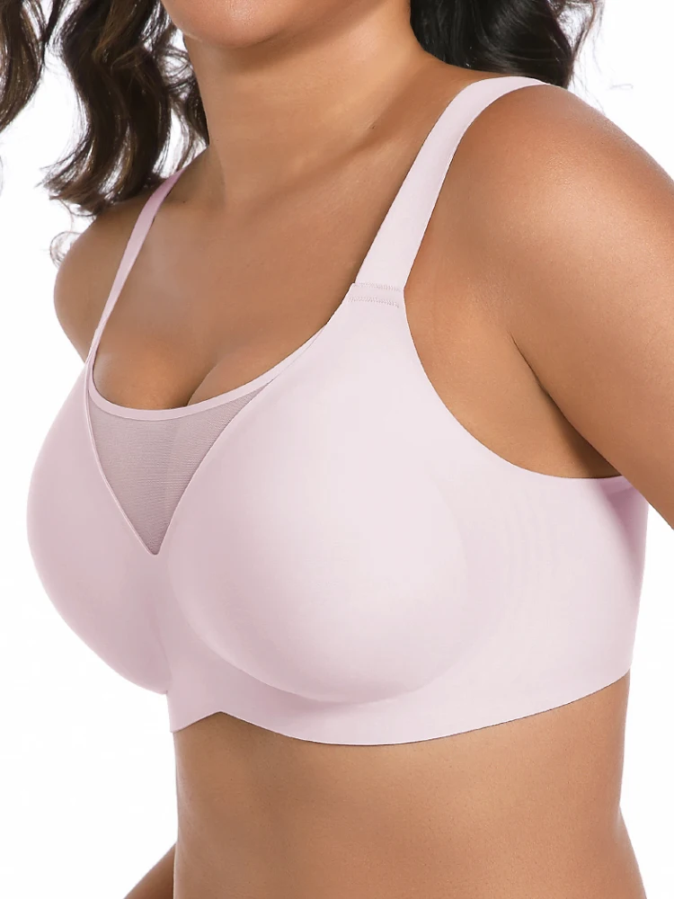 Бесшовный сетчатый бюстгальтер пуш-ап с v-образным вырезом и полным покрытием, женское мягкое удобное нижнее белье 7846