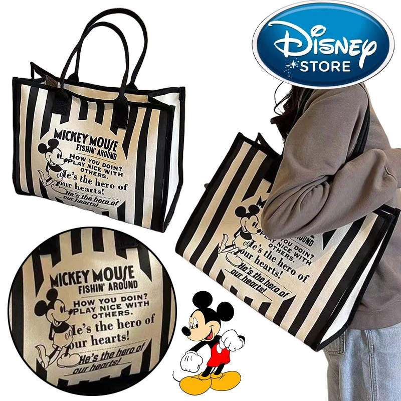 

Disney Mickey Cartoon Large Capacity Women Shoulder Bag Anime Large Capacity Travel Shopping Tote Bag Girl Handbag Birthday Gift