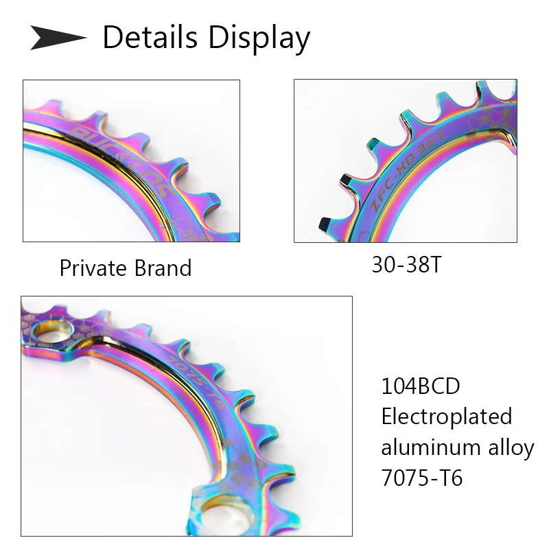 BUCKLOS 104BCD Chainring Narrow Wide Bicycle Chain Ring 30T 32T 34T 36T 38T Mountain Bike Chainwheel Round Oval Crankset Part