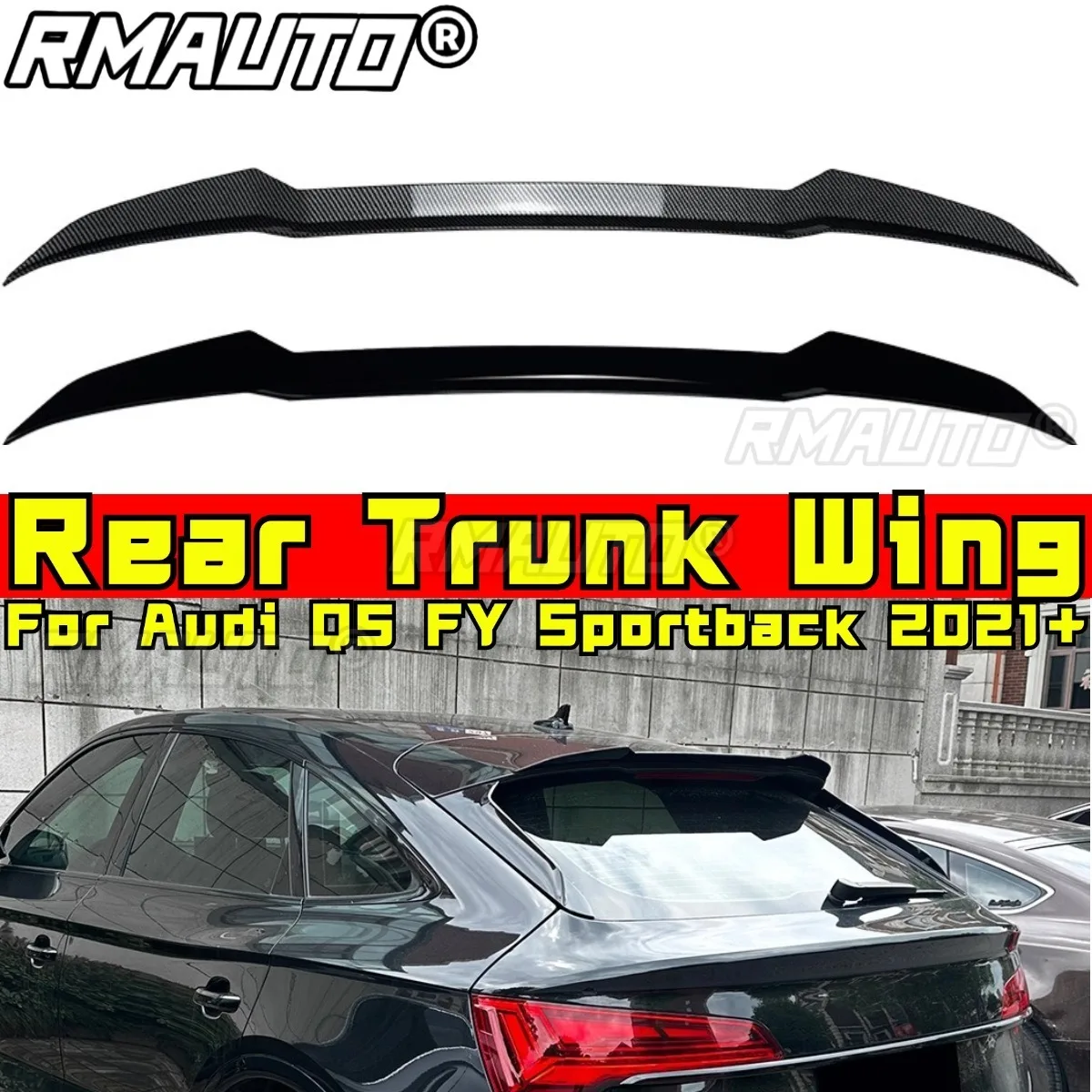لأودي Q5 FY Sportback 2021 + الملحقات الخارجية سيارة الخلفي سبويلر الجناح الجذع المفسد الجذع الجناح سقف المفسد طقم الجسم