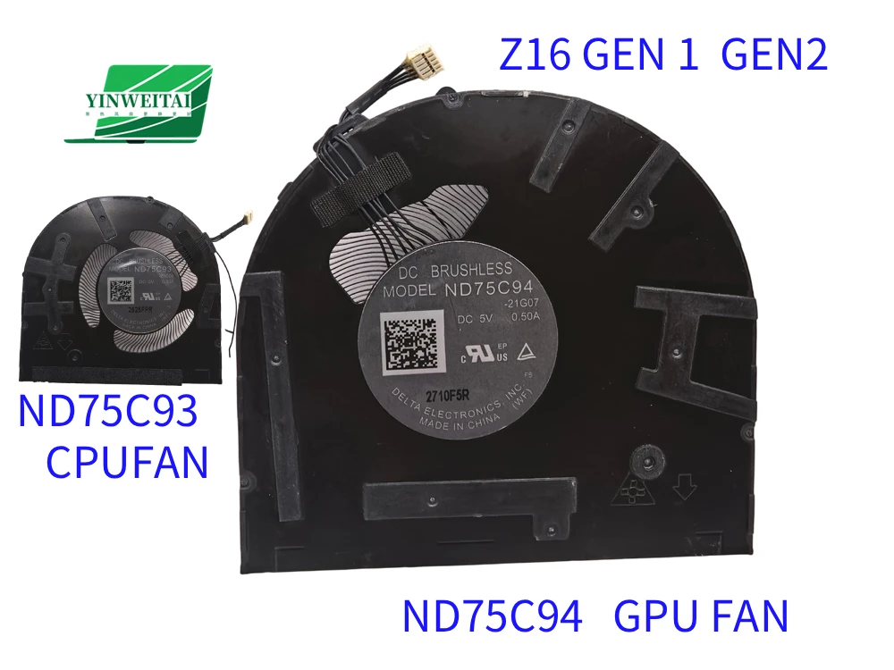 New CPU GPU Cooling Fan DC5V 0.5A For Lenovo Thinkpad Z16 Gen1 Gen2  ND75C93 21G06 ND75C94 21G07