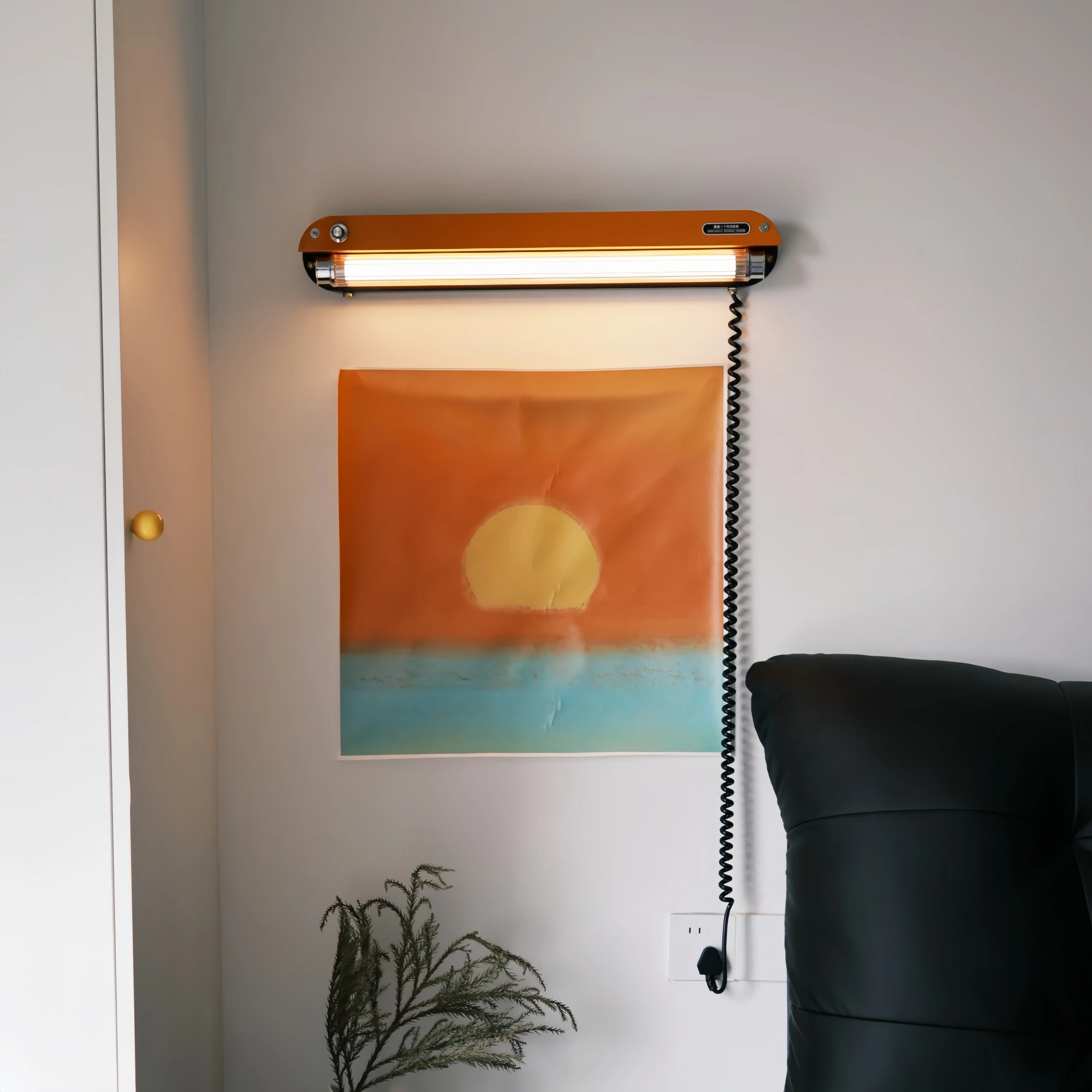 YEBMLP Bauhaus Wall Lamp Vintage Industrial Light Orange Sconce No Wiring Needed Wall Light For Bathroon Bedroom Study Room Cafe
