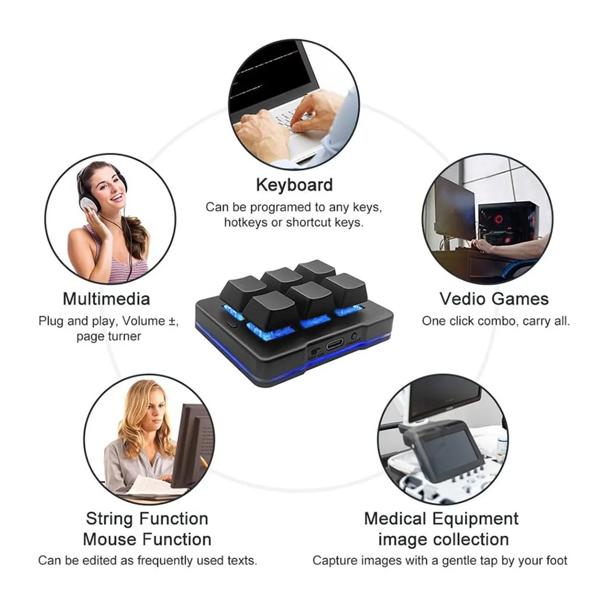 GOB-o6 مفتاح لوحة مفاتيح صغيرة لاسلكية USB لوحة مفاتيح الألعاب ماكرو مخصصة للبرمجة لوحة مفاتيح OSU لمكتب ألعاب الفيديو