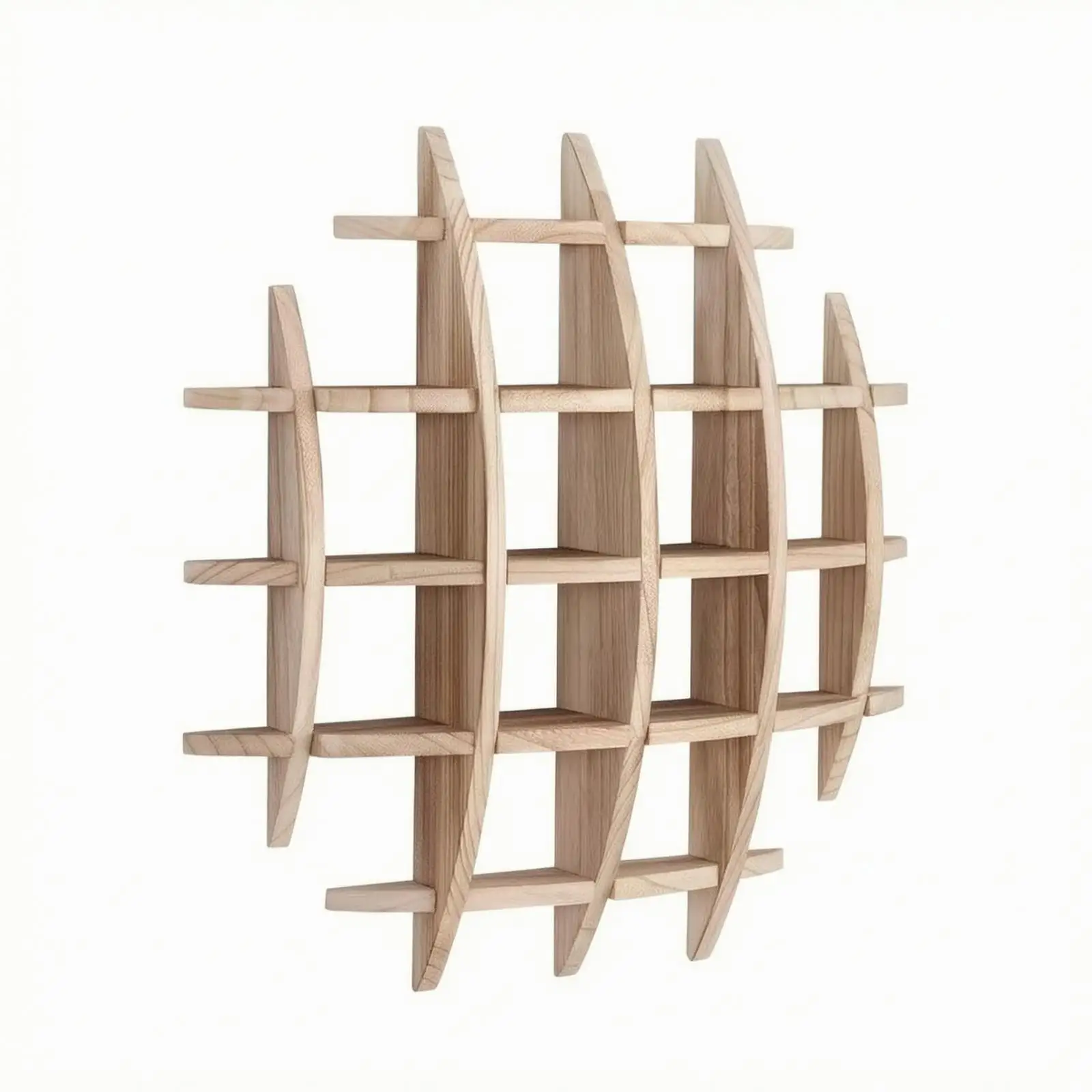 Paulownia Wood Wall Display Rack Wooden Wall-Mounted Tea Ware Display Rack Space-Saving Decorative for Living Rooms