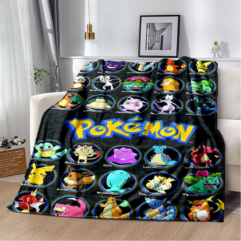 Pokemon Cartoon Cute Soft Plush Blanket,Child Flannel Blanket Throw Blanket for Living Room Bedroom Bed Sofa Picnic Cover Gift