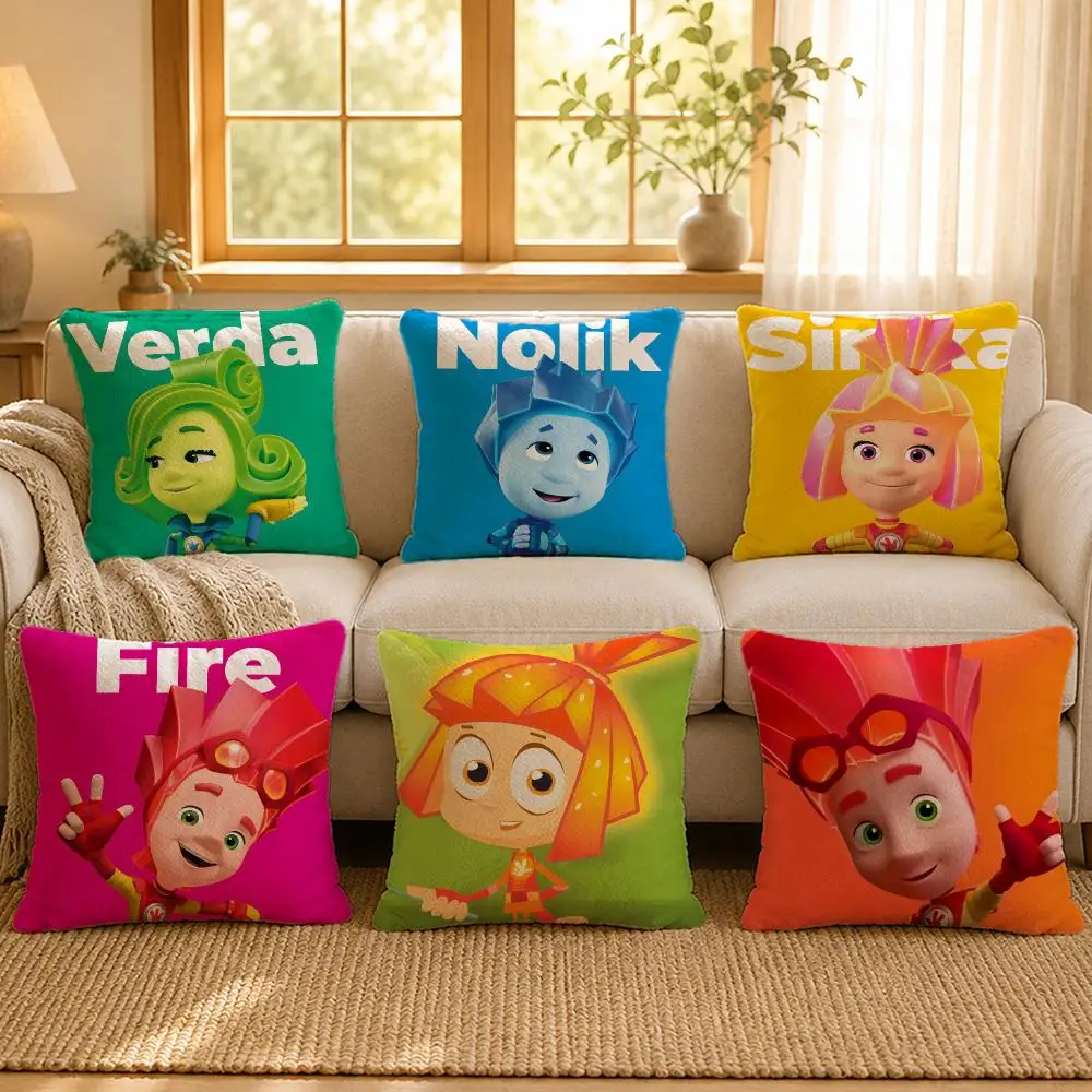 Cartoon Fixies Science Cushion Cover Personalized Short Plush Soft Bedroom Sofa Home Decor Gift