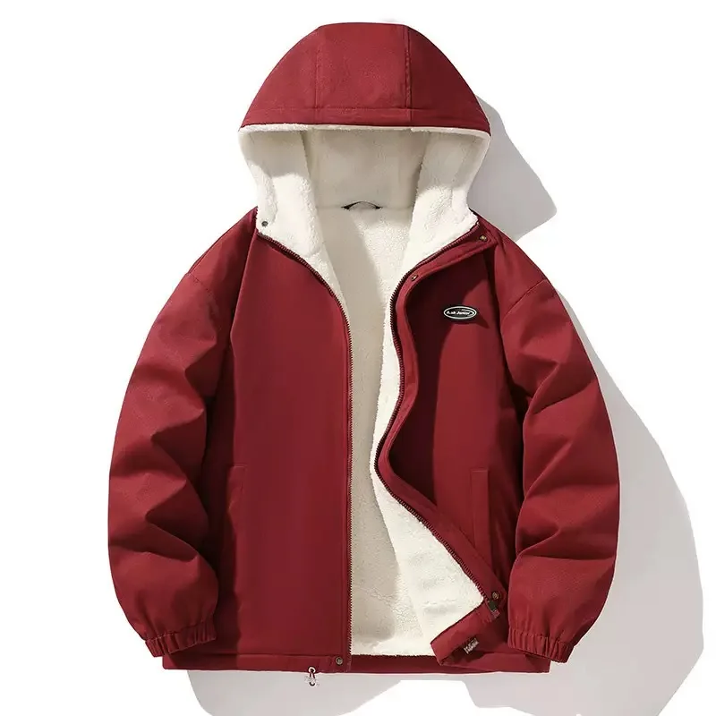 New Autumn/Winter Fashion Sport Fleece-Lined Thickened Warm Hooded Cotton Jacket Men's Casual Loose Plus Size High-Quality Coat