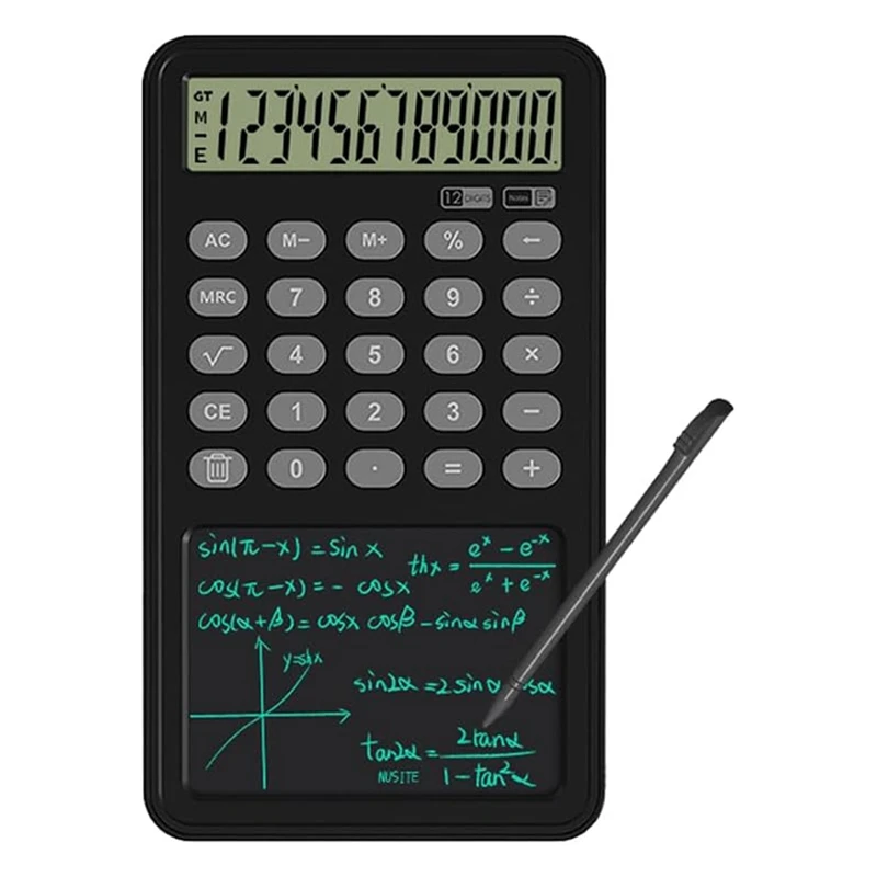 Basic Calculator With Notepad 12-Digit Display Desk Calculator With Writing Tablet Portable Calculator