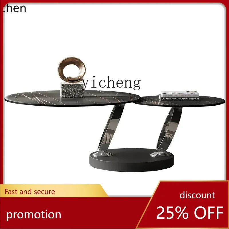 

ZML new light luxury new pearl rock slab coffee table creative coffee table household round coffee table