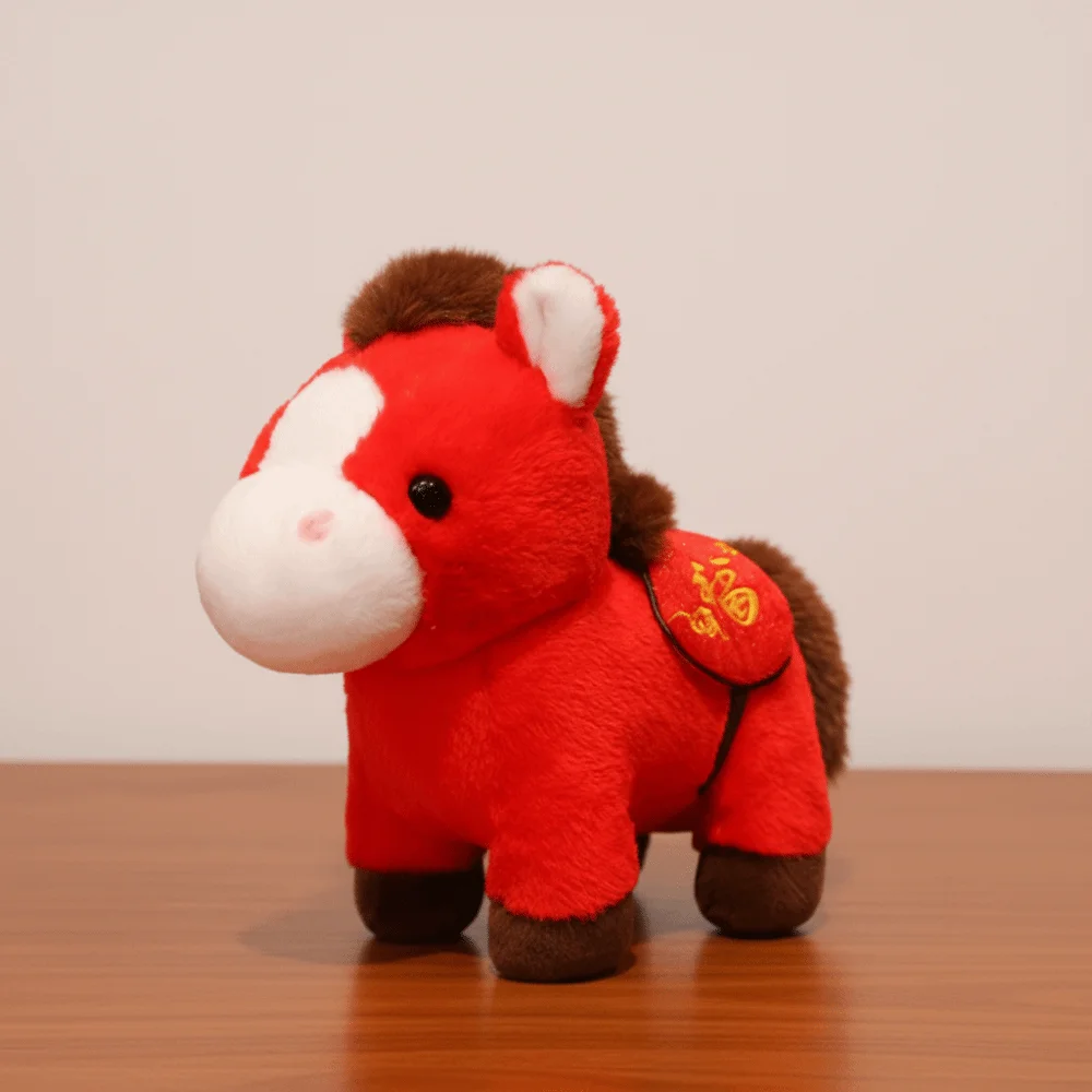 ألعاب من القطيفة دمى التميمة 2026 الحصان أفخم دمية حسن الحظ لطيف محشوة لعبة الحصان Kawaii الإبداعية الحصان دمية قلادة ديكور احتفالي