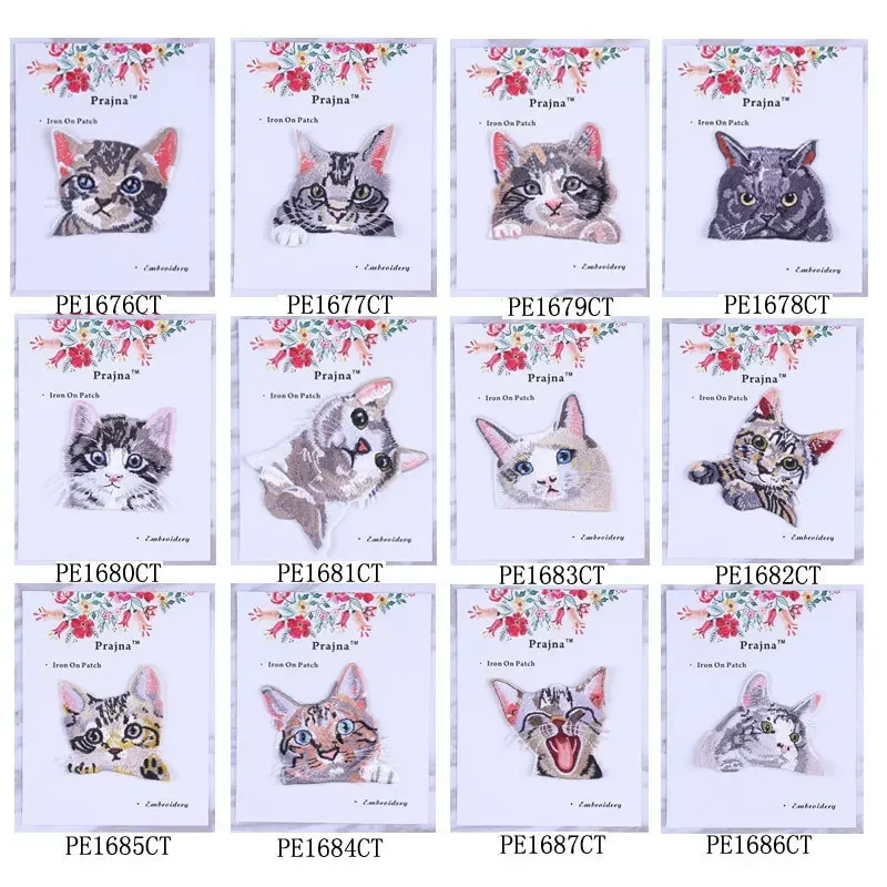 Embroidery Patches Lovely Cats Kitten DIY Iron on Patches Fusible Clothes Badges Jackets Jeans Pocket Personalized Accessories