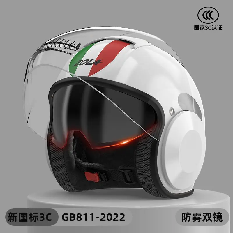 Motorcycle Electric Vehicle Dual Mirror Helmet All-season Universal Sun Protection Anti Fog Lens Astronaut Pattern Half Helmet