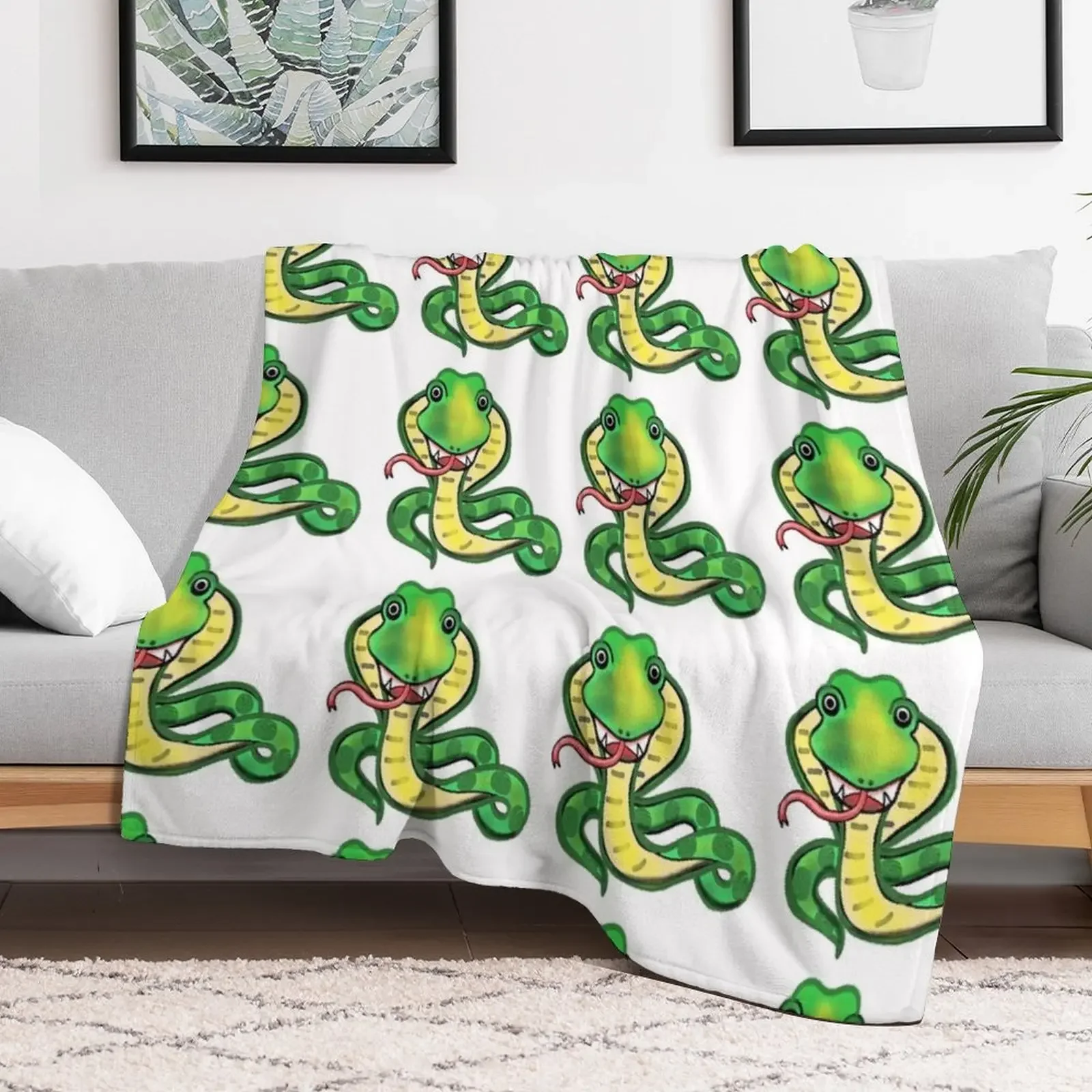 Snake funny reptile cartoon art Throw Blanket Large Custom Personalized Gift Extra Large Throw Blankets