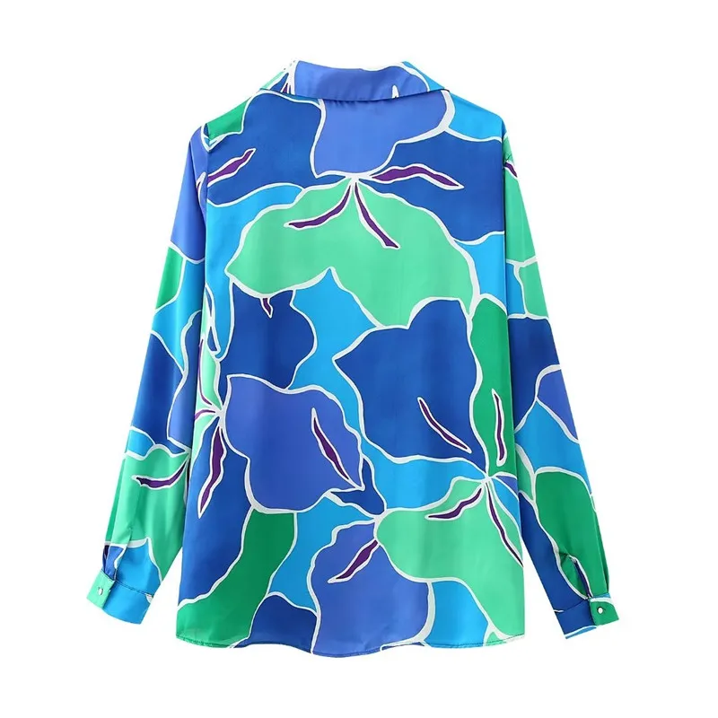 

Весна 2023, женский модный шелковый атлас с цветочным принтом, универсальный длинный воротник-свик обычной длины