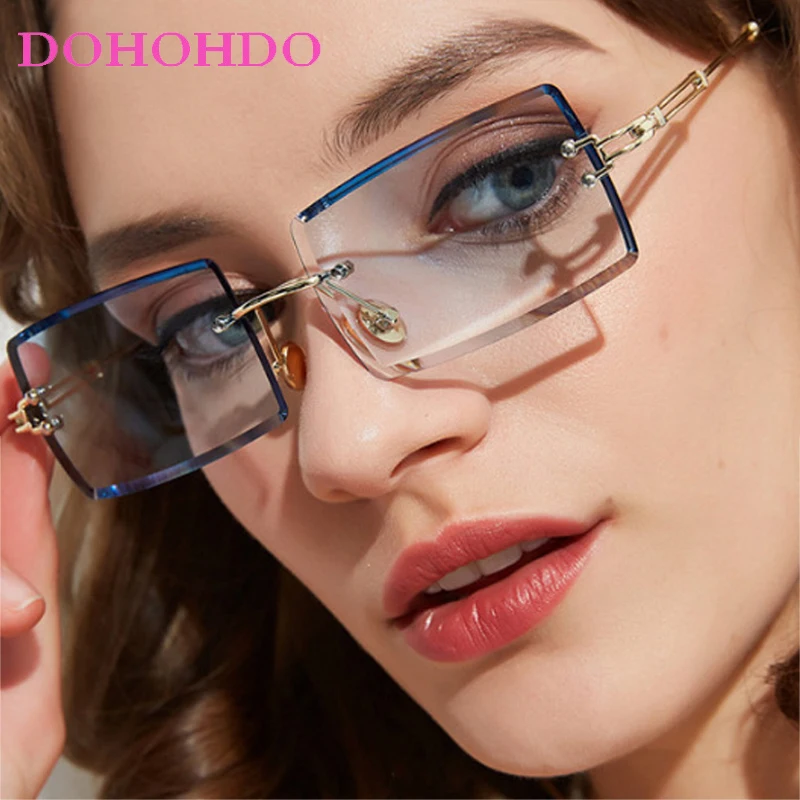 

Retro Rimless Metal Sunglasses Women Men Fashion Luxury Brand Design Small Frame Sun Glasses Lady Summer Traveling Shades UV400