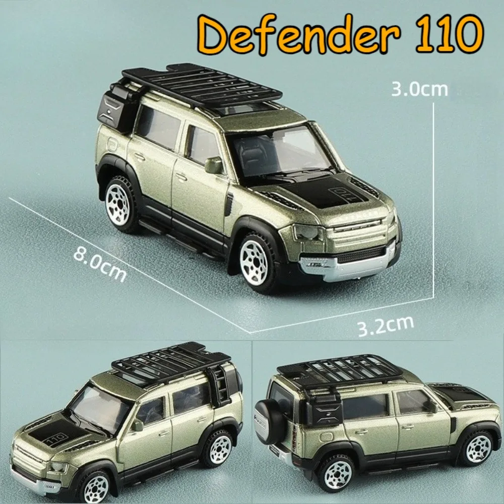 1:64 масштаб Land Rover Defender 110, модель из сплава, миниатюрный автомобиль, литые под давлением игрушки, колеса, слайд вперед, домашний декор для детей, подарки