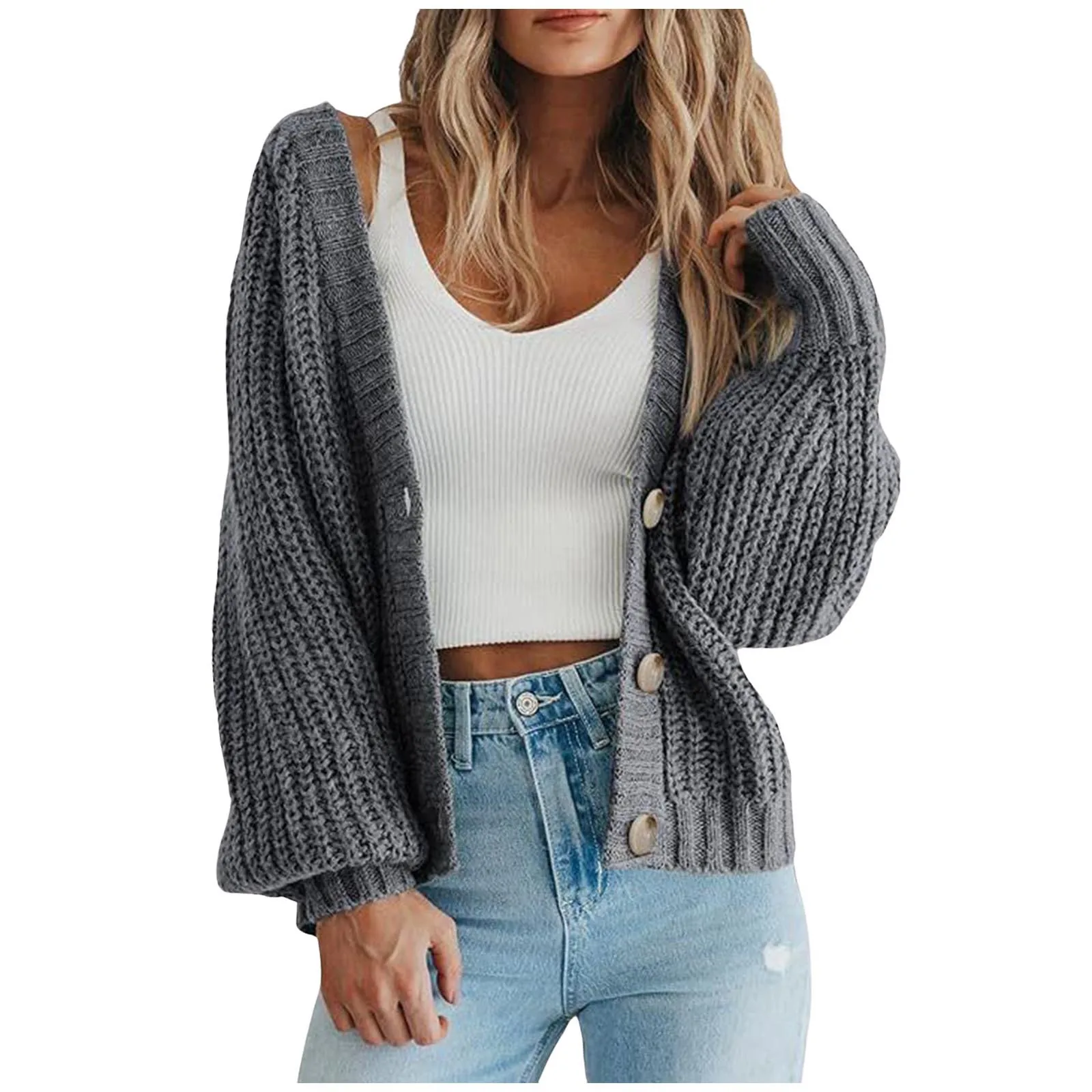 Mulheres malha cardigan outono inverno suéteres frente aberta camisola botão encerramento cor sólida solto curto outerwear casaco para mulher