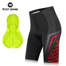 WEST BIKING Cycling Shorts 3D Sponge Cushion Breathable Elastic Quick Dry Bicycle Shorts With Side Pockets Ergonomic Design
