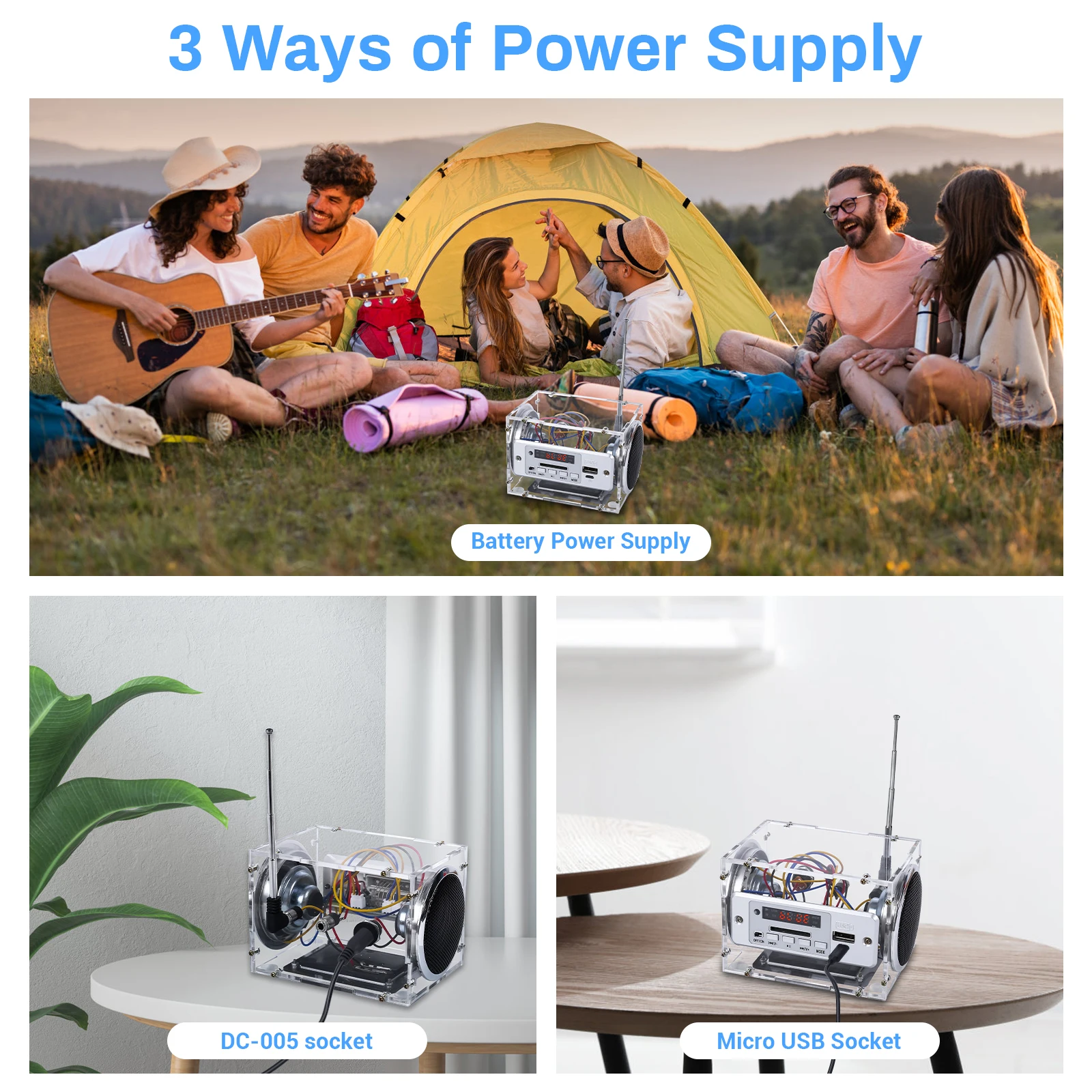 DIY FM Radio Kit Bluetooth-Compatible Speaker Electronic Soldering Practice Home Outdoor Sound Amplifier for School Education