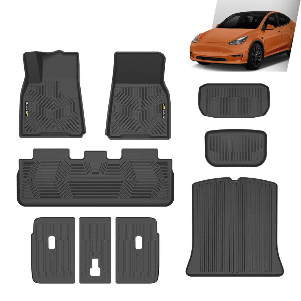 Fit For 20-24 Tesla Model Y 5 Seats TPE Floor Mats Cargo Liner Backrest Mat 9PCS