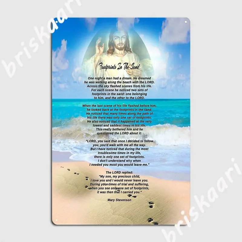 Footprints In The Sand Poster Metal Plaque Vintage Garage Decoration Party Pub Tin Sign Poster