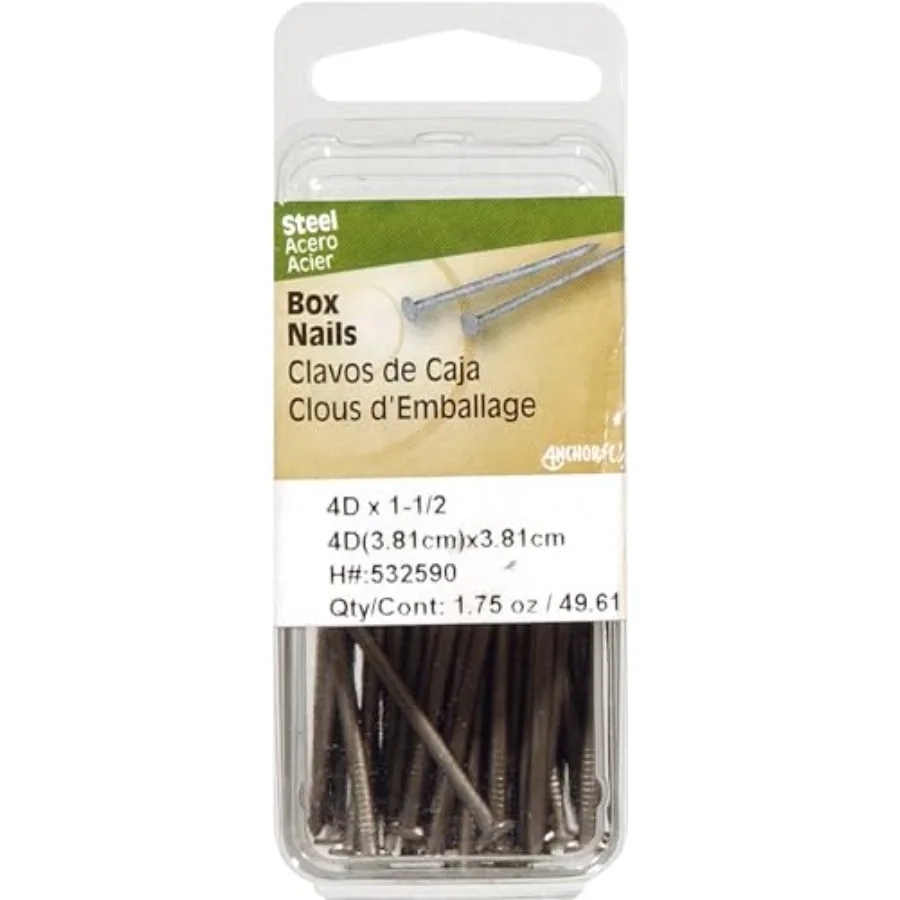 

Box Nails 4D, 1-1/2-Inch for construction applications, steel material, silver color, corrosion-resistant finish