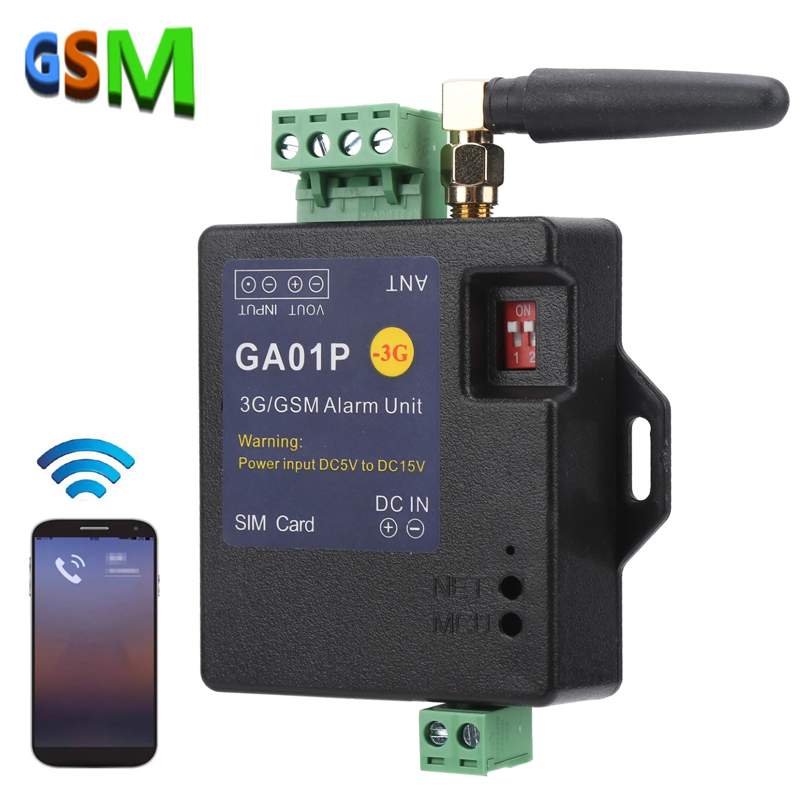 3G/GSM Alarm GA01P 3G/GSM Alarm System 1 Way Input  Smart Power Failure Alert Mobile Phone Remote Control Smart Alarm Unit