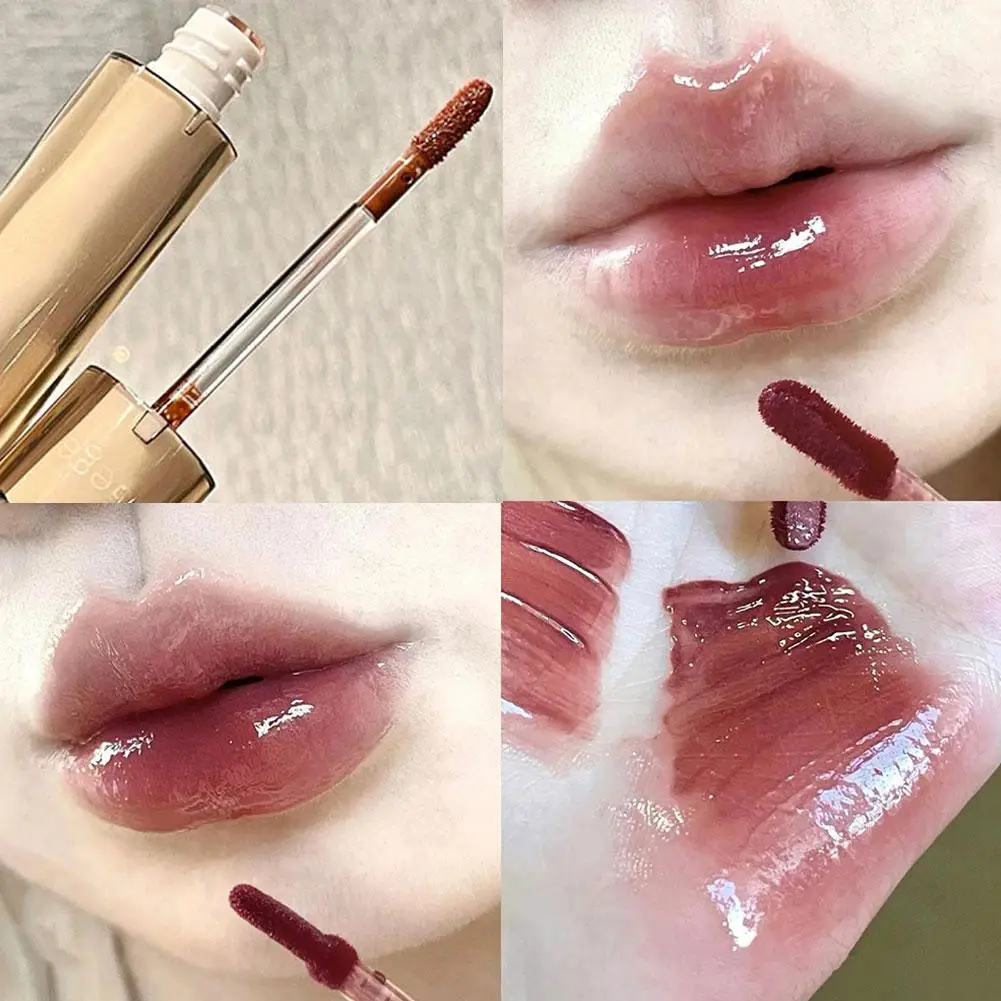 Brillo de labios líquido de 6 colores, Pintalabios de gelatina de fresa, maquillaje brillante, tinte hidratante, larga duración, Gl Q3q2