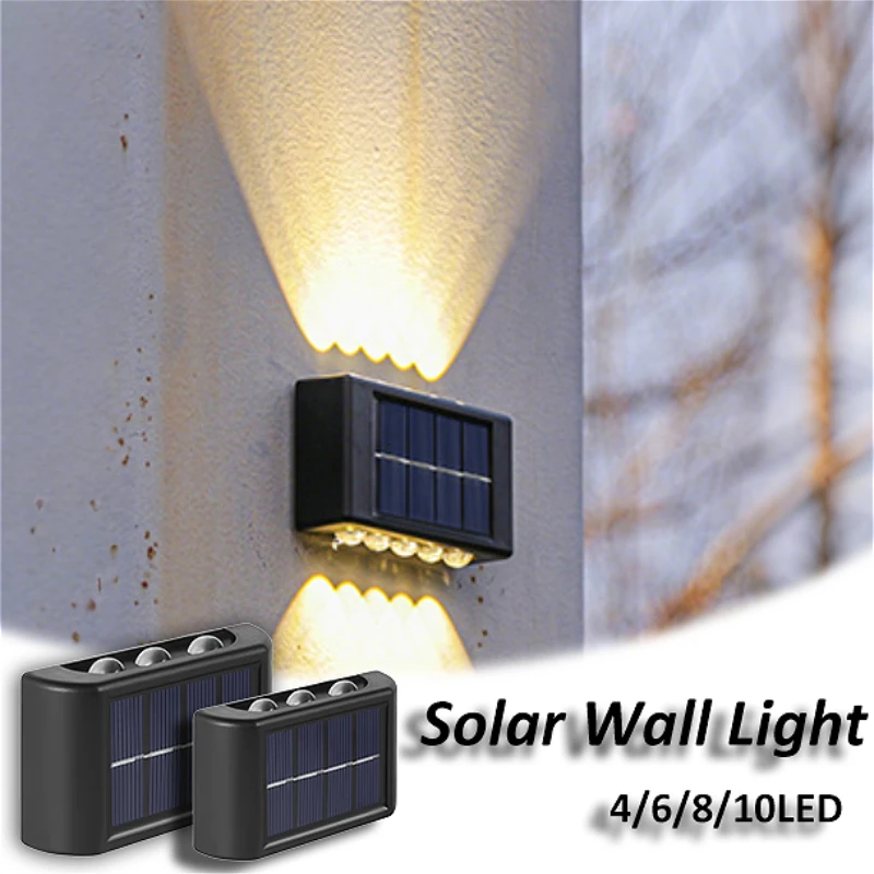 

Double Side Luminous Solar Light Wall Washer 4/6/8/10LED Waterproof Wall Lamp Garden Landscape Light Path Decoration Lights