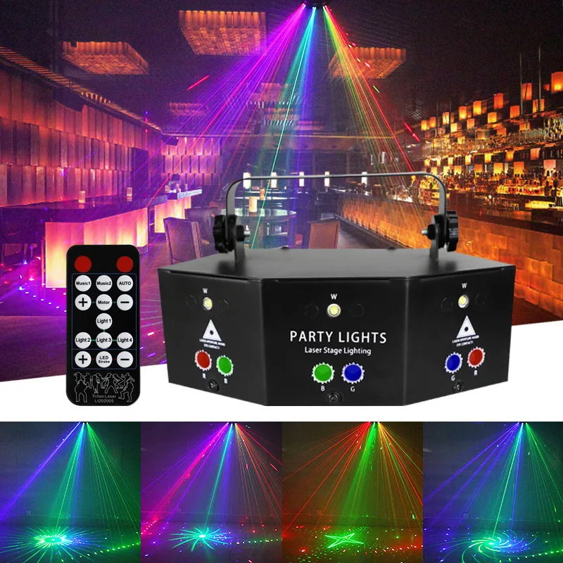 

9-eye RGB Disco Lamp DMX Remote Control Stage Strobe Light Dj Led Laser Light Halloween Christmas Bar Party Projetor Home Decor