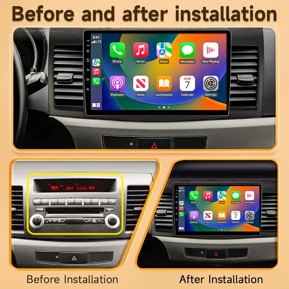 Android 16 Carplay Car Radio for Mitsubishi Lancer 10 CY 2007 - 2017 Multimedia Video Player 2 Din GPS IPS 4G Stereo DVD WiFi
