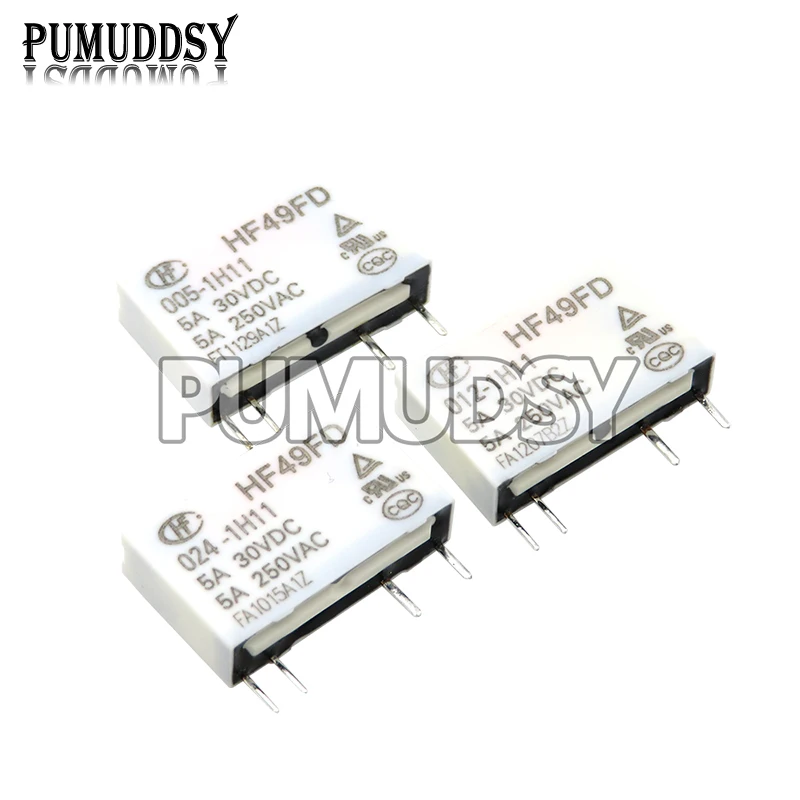 2PCS/LOT HF49FD HF49FD-005-1H11 HF49FD-012-1H11 HF49FD-024-1H11 Relay HF49FD-005 012 024 1H11 4Pin 5A Relays DC 5V 12V 24V New