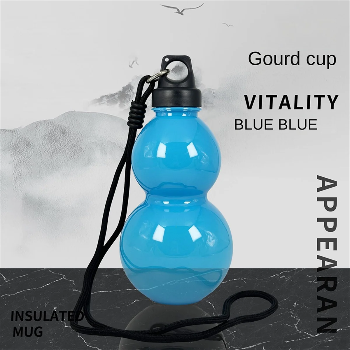 A71P Oriental-Mythology Creatives Gourd Water Cup 750m كوب بلاستك زجاجة مياه رياضية زرقاء
