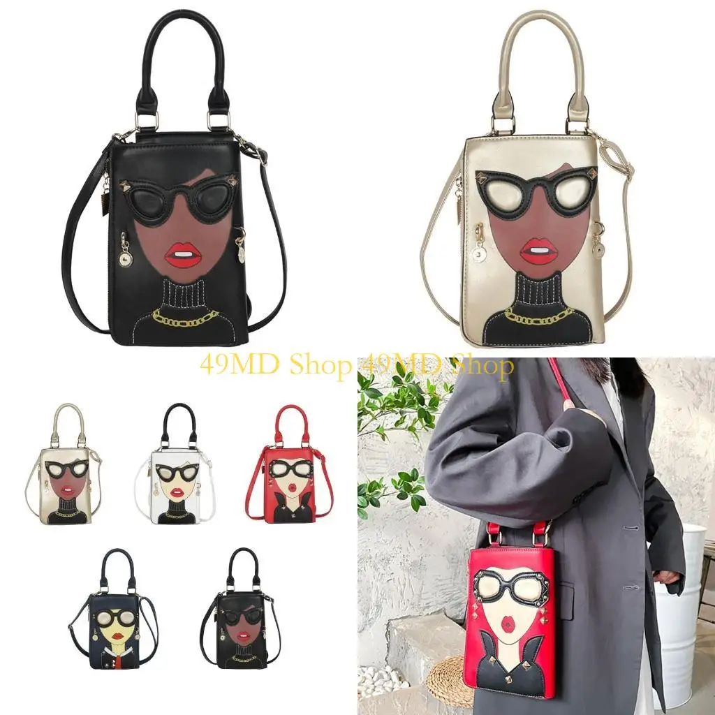 

49MD Funny Beauty PU Leather Shoulder Bags Lady Crossbody Bag Handbag Tote Satchel Purse Fashion Phone for Women Girls