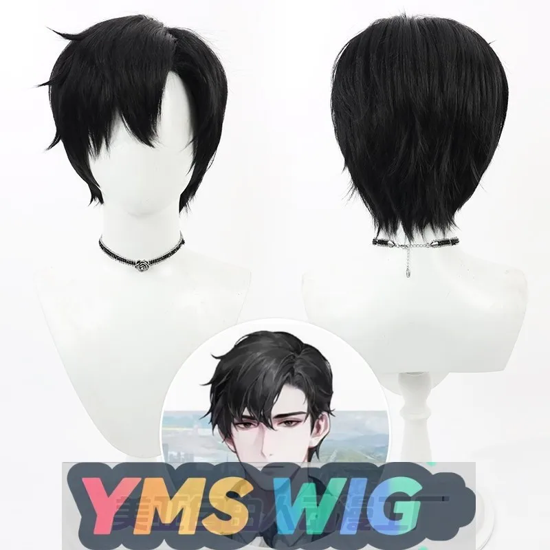 

【YMS WIG】Beyond The World Gu Shiyi Cosplay Wig Love And Deep Space Li Shen Black Reverse Curved Three-Seven Part