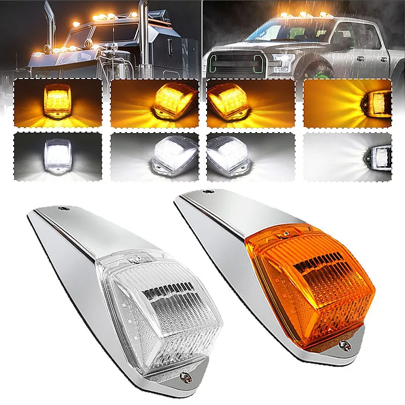 17LED Cab Marker Light LED Amber White Roof Running Lights Signal Light Emblem Lights For Trucks SUV Side Lights