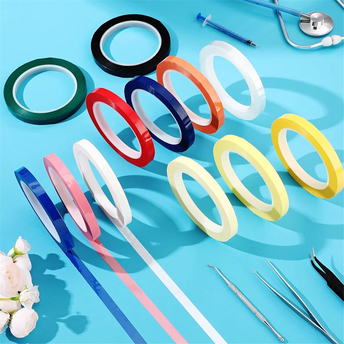 12rolls of Colored Autoclave Tape 65.8 M/L X 1.0 Cm/W Instrument Identification Tape Autoclavable