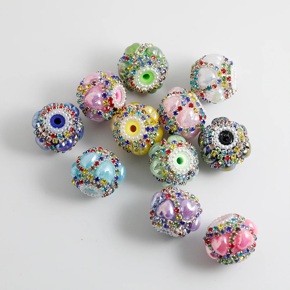 

Cordial Design 50Pcs 21*18mm Rhinestone Acrylic Ball Beads / Handmade / DIY Jewelry Supplies & Components #20338