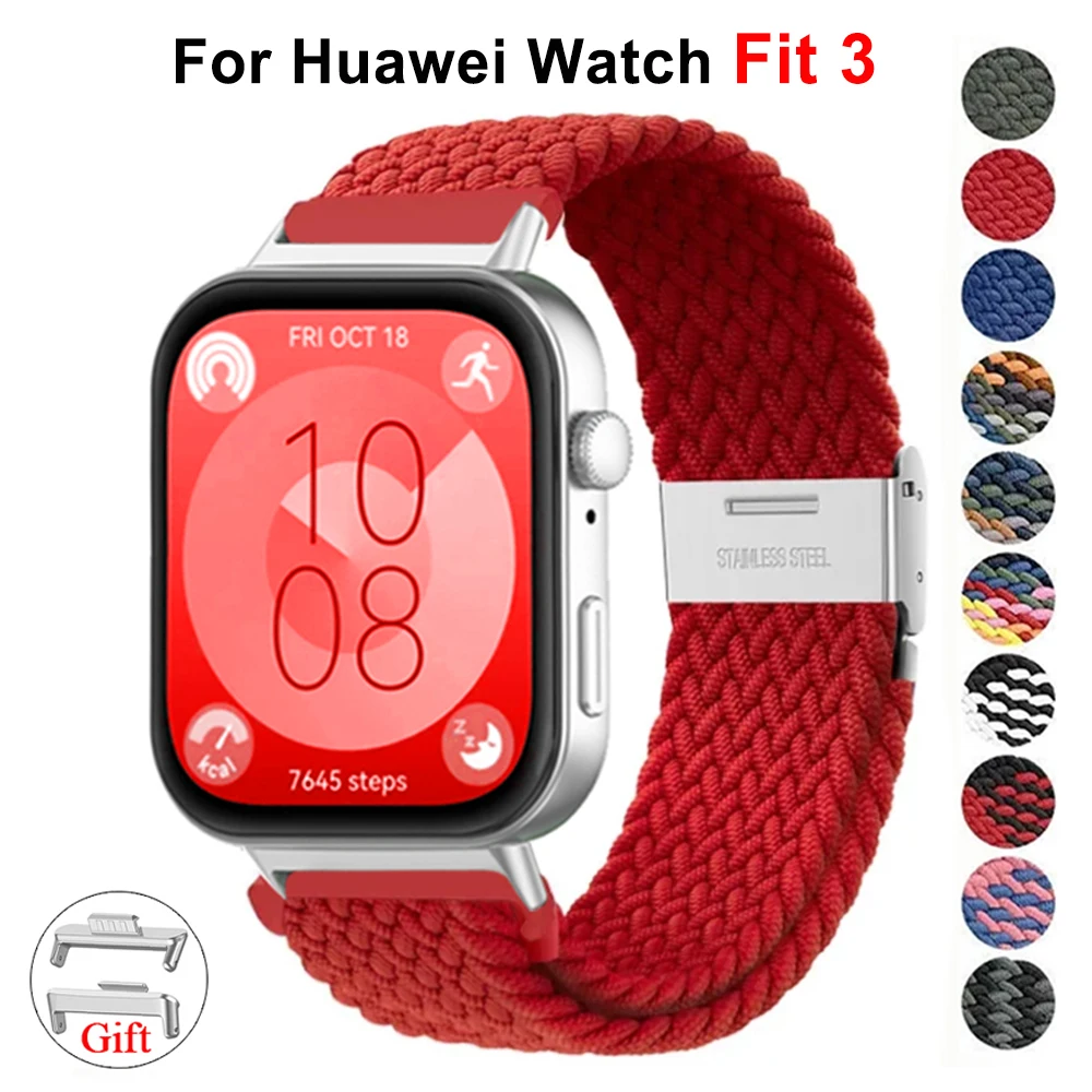 Braided Correa for HUAWEI watch fit 3 strap 2024 accessories wrist replacement belt Nylon elastic bracelet for HUAWEI fit3 band