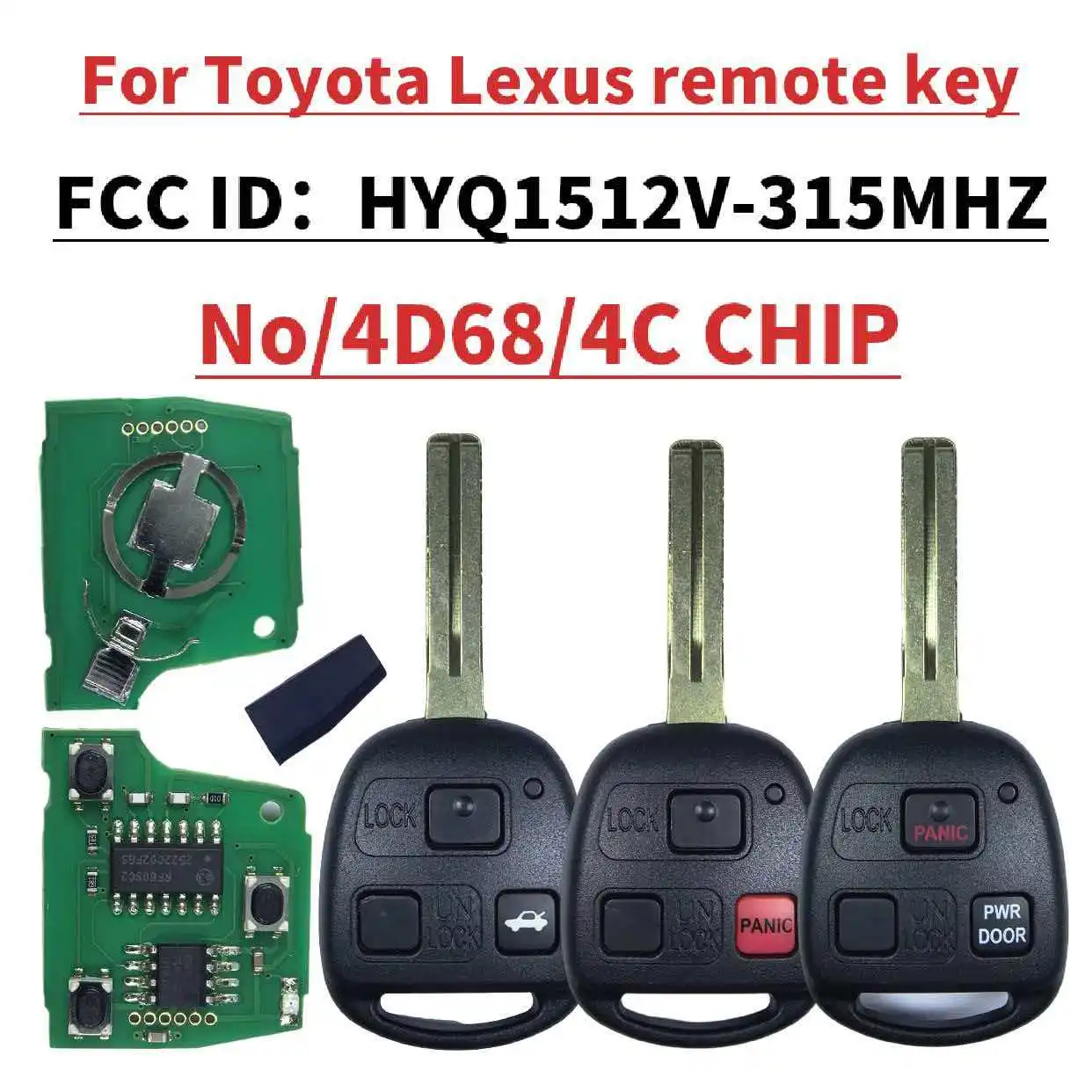 HYQ1512V 315Mhz 3Buttons Remote Key No/4C/4D68 Chip For Lexus IS300 GS300 GS430 GX470 LX470 ES300 SC300 SC400 GS400 LS400 key