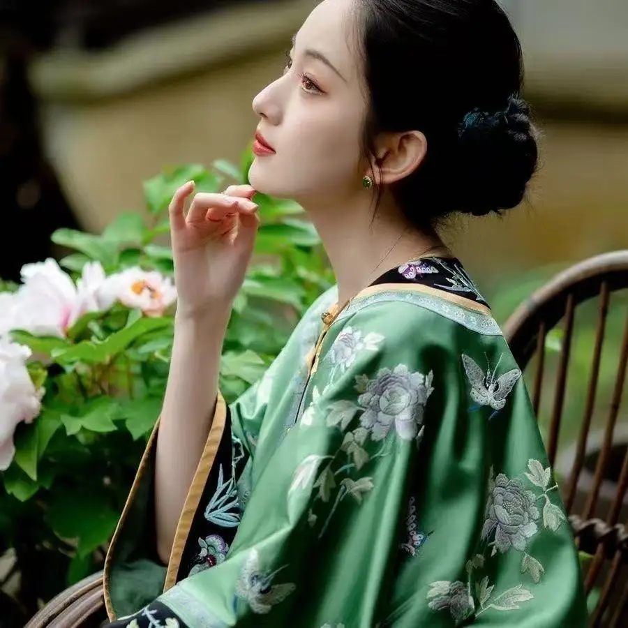 الكلاسيكية سلالة تشينغ Gege زي النمط الوطني الصيني الأزهار الطباعة الملابس هالوين الأميرة تأثيري كرنفال بلايز قميص