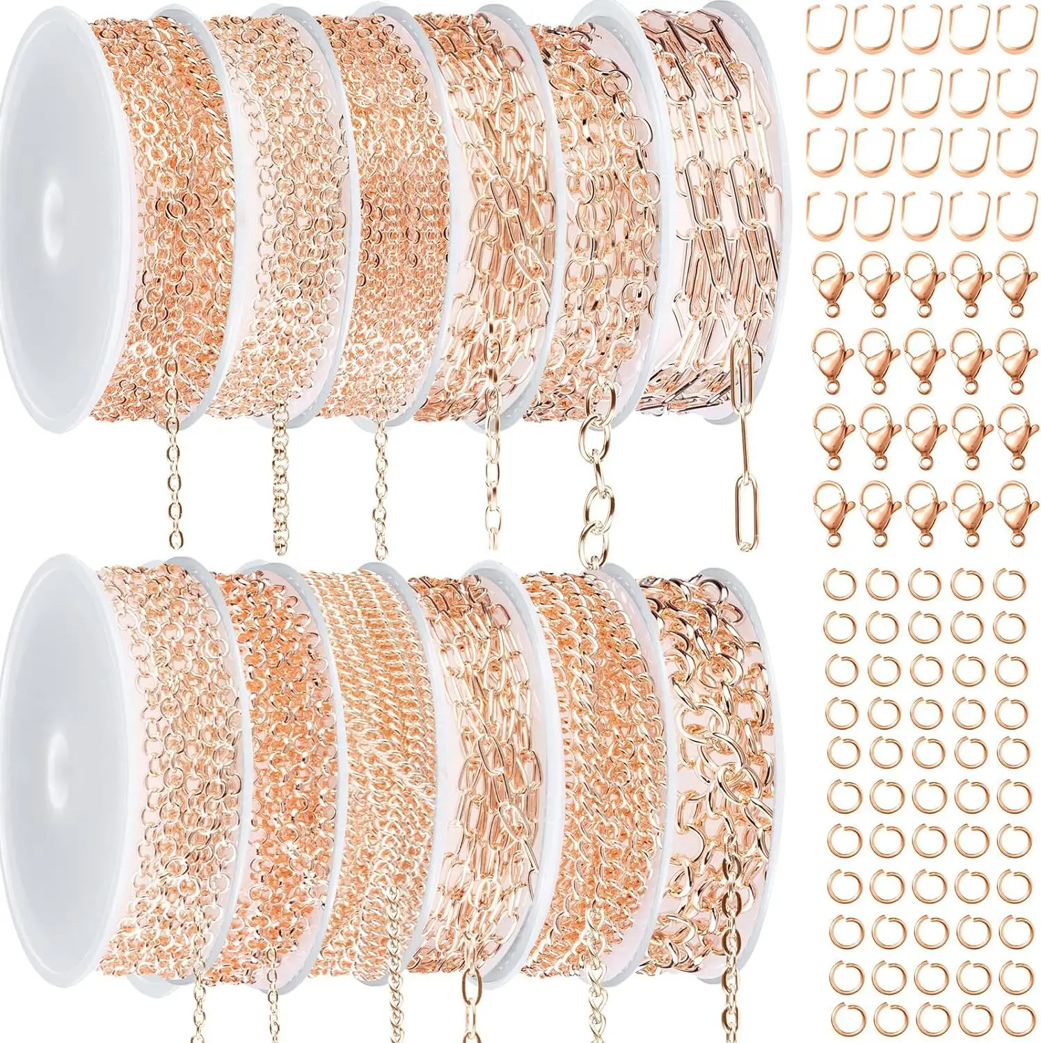12 Styles Iron Gold Plated Cross Chain & O Cable Chain Multi Size DIY Jewelry Making Chain Accessories