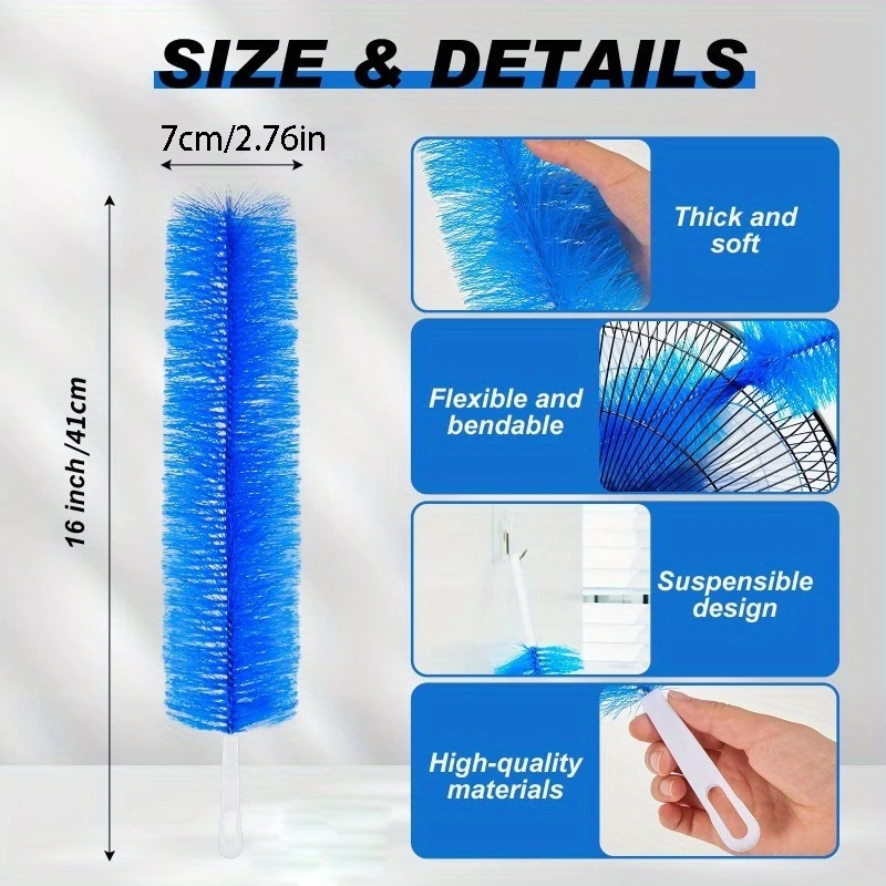1pc Bendable Microfiber Fan Duster | Washable, No-Disassembly Cleaning Brush for Efficient Dust Removal