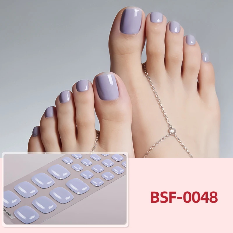 Summer Gradient Bake-Free Gel Toenail Sticker 34 Strips Self-Adhesive Full Cove Press On Foot Gel Nail Art Wraps Nail Supplies