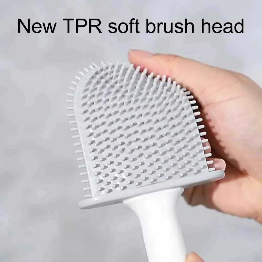 Flexible Silicone Breathable Toilet Brush with Quick Drying Holder Wall Mounted Space Saving Non Slip Durable Bathroom Cleaning