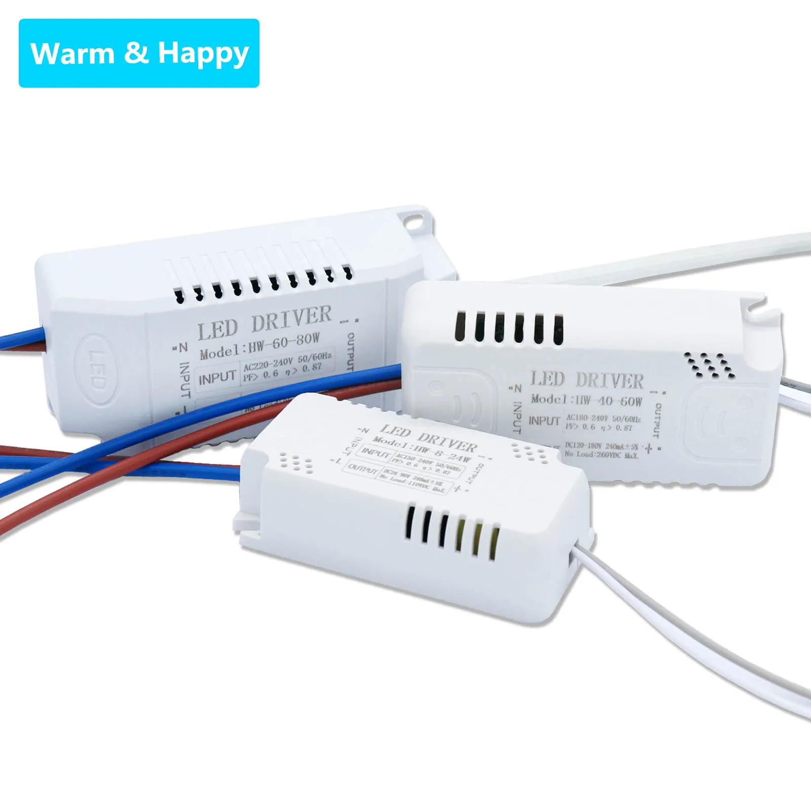 

8-24W/24-40W/40-60W/60-80W AC220V Ceiling Light Monochrome Drive 240mA Household LED Constant Current Drive Power Supply