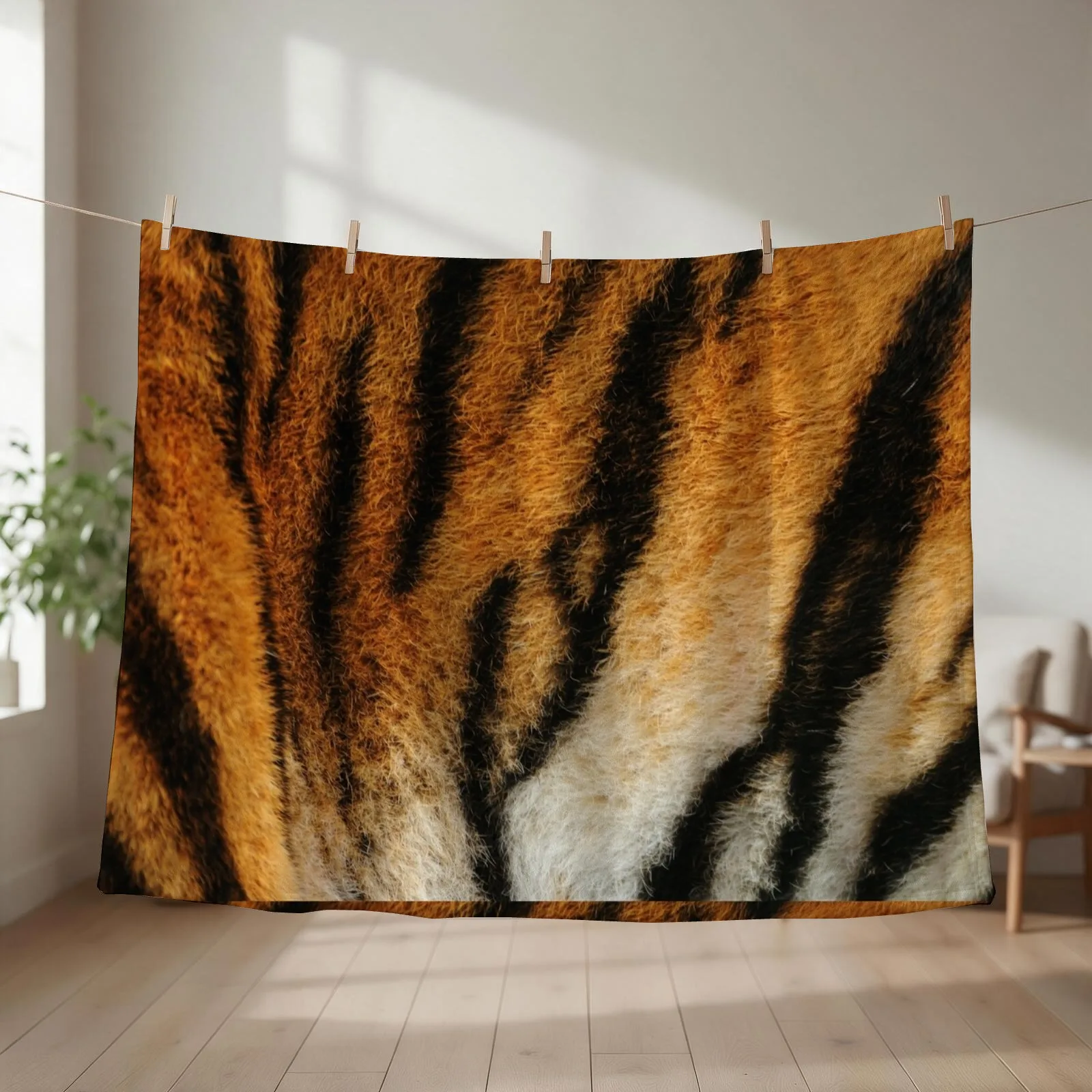 New Tiger skin | Black Orange Tiger Textured | black wave fur Throw Blanket Quilt Tourist Sofas Single Blankets
