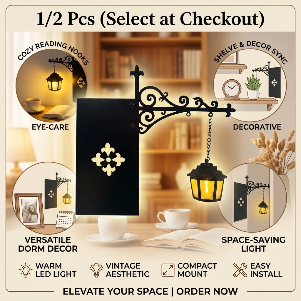 Library Lantern Decorative Bookshelf Lighting Retro Library Lantern Bookshelf Lamp Multifunctional Warm LED Nightlight Ornament