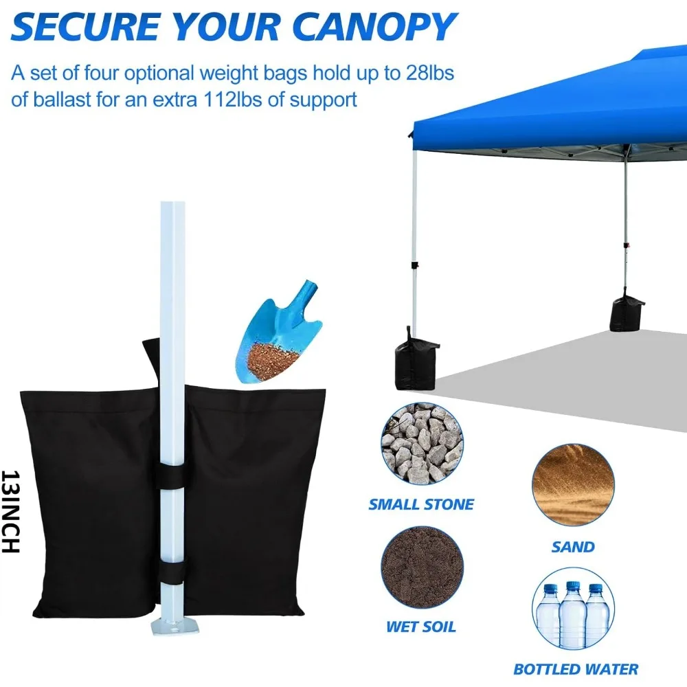 خيمة بمظلة منبثقة فورية مقاس 10 × 10 أقدام مع إعداد بزر واحد، مأوى محمول، ارتفاع قابل للتعديل، حقيبة دوارة، 4 أوزان للاستخدام في الهواء الطلق