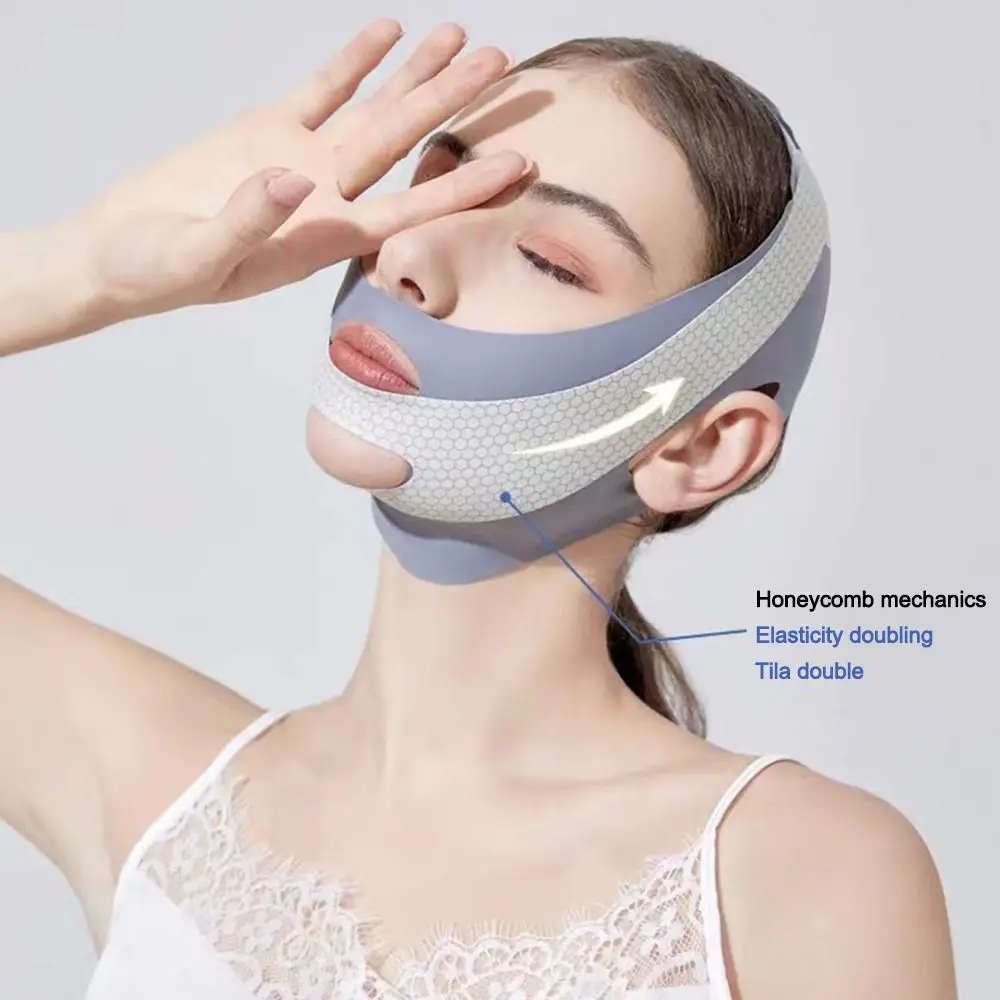 หน้ากากนอนแกะสลักรูปหน้าแบบปรับได้ยืดหยุ่นระบายอากาศ V Line Shaping Mask ดูแลผิวสายรัดกระชับสัดส่วนยกกระชับหน้ากาก